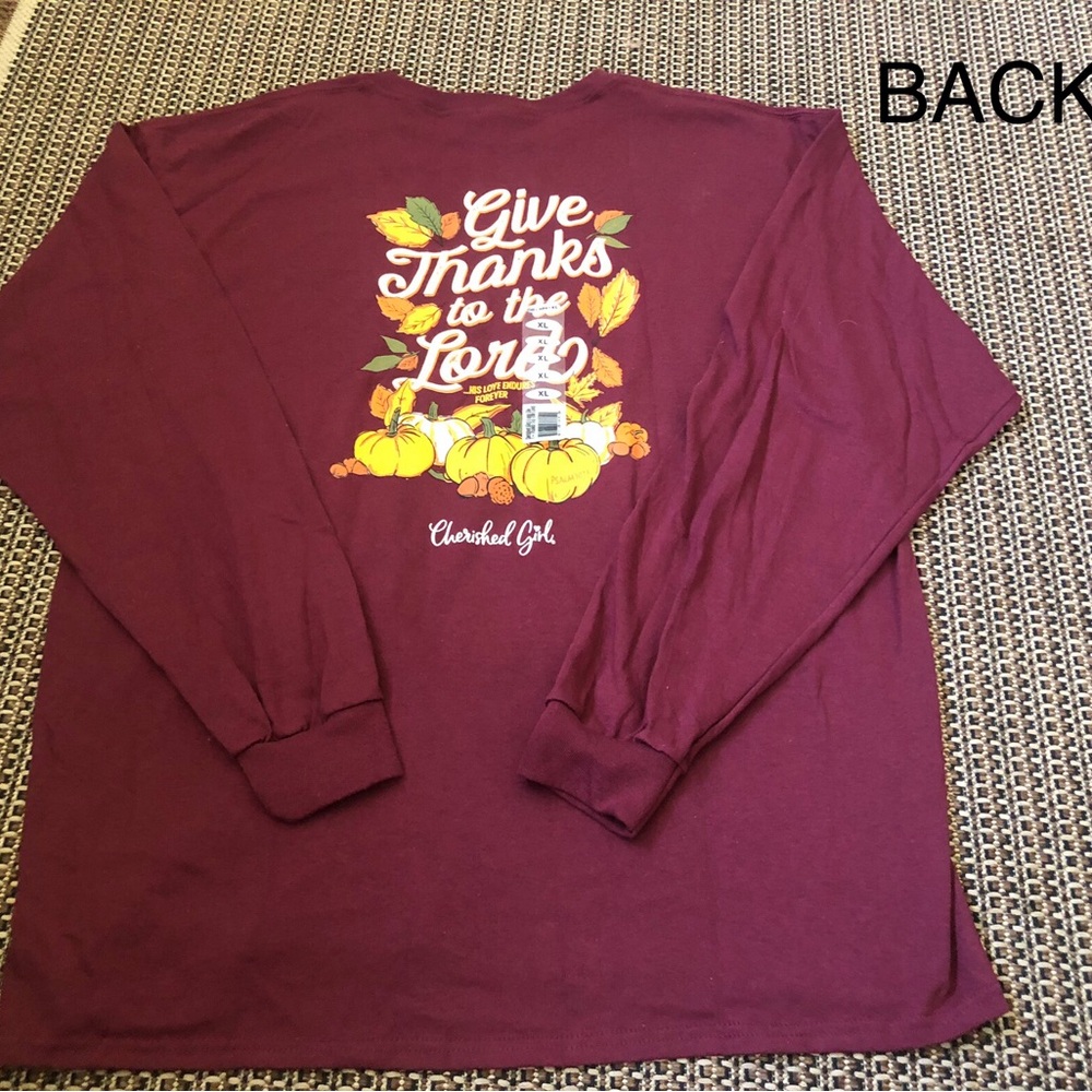 🩵 2/$20 MIX &MATCH NEW! Cherished Girl Long Slv Christian T-Shirt “Give Thanks”